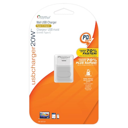 Power Up! USB Charger-Wall Plug 20w 1 Port USB-C 191-07121